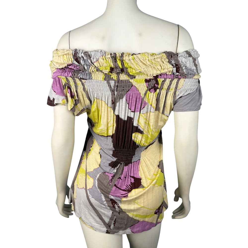 One September Top Size‎ Medium Smocked Floral Off Shoulder Top Blouse Multicolor - Picture 2 of 13